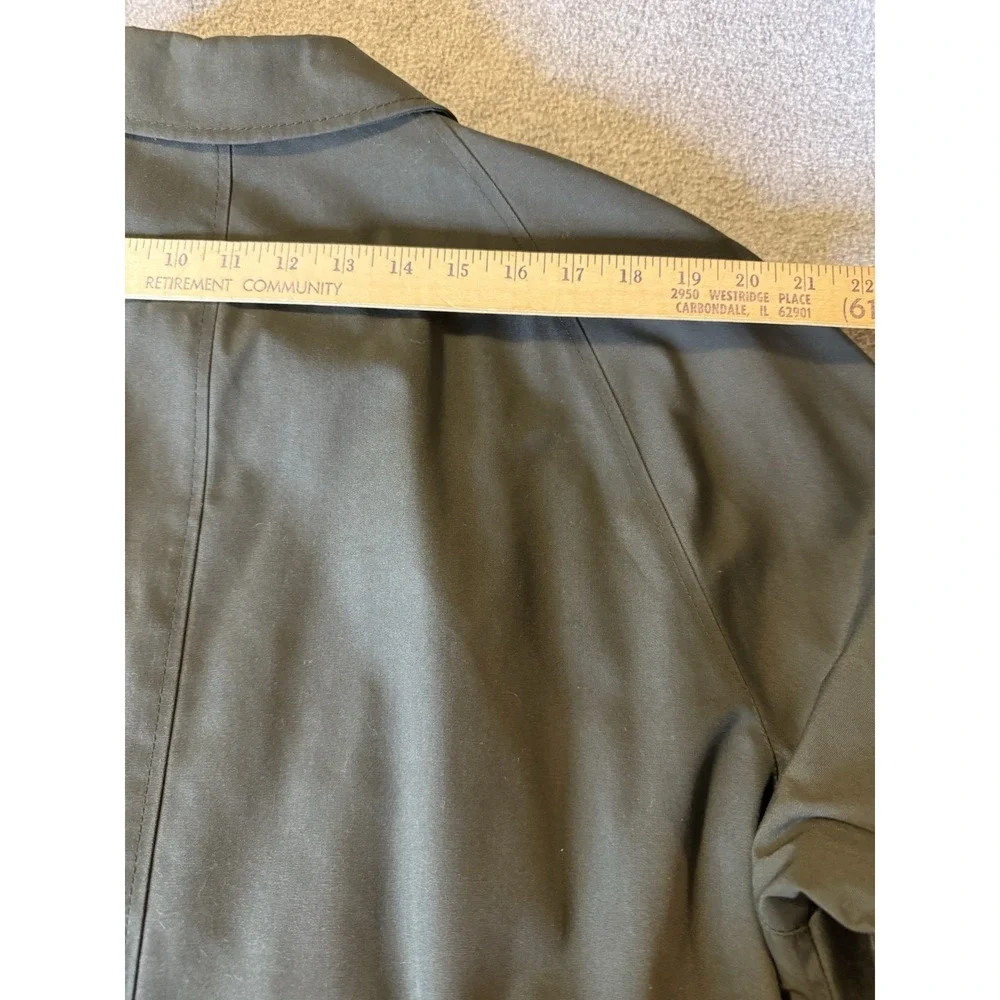 Vintage SEARS Perma Prest Trench Coat Hunter Green Button Liner Men's 40 USA 70s